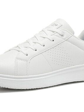 Analeaf Mens White Fashion Dress Sneakers Classic Lightweight Casual Shoes